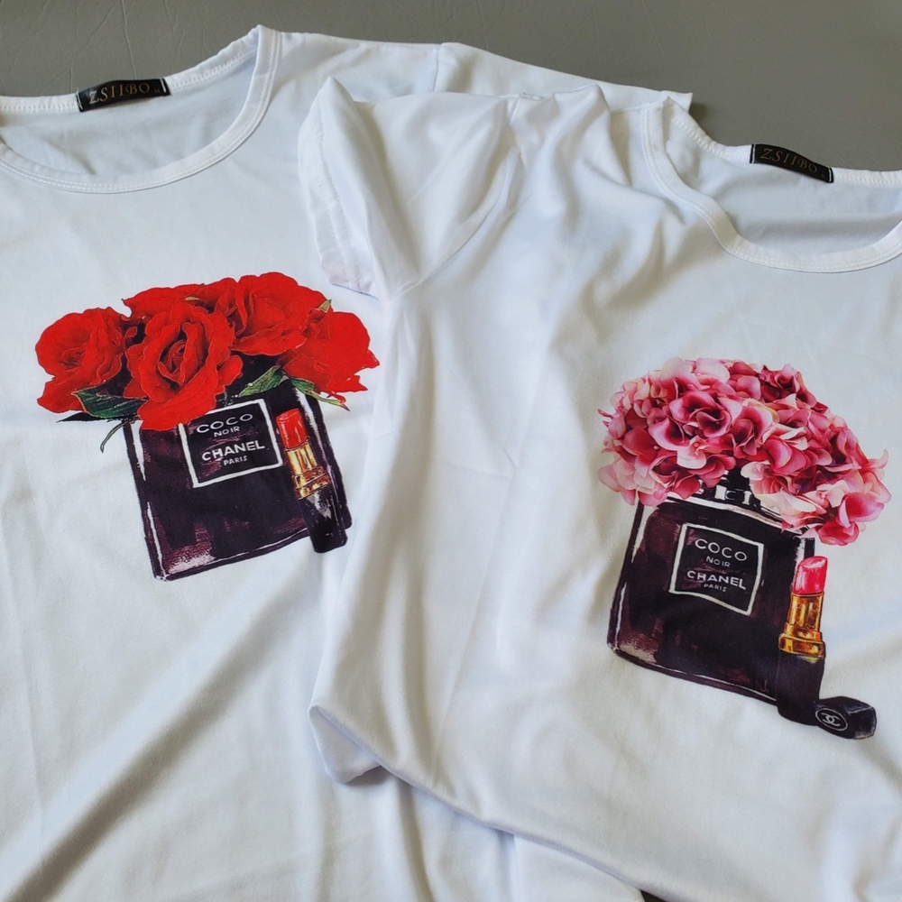NEW 2 x Summer graphic floral Tee T shirt
